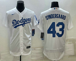 Mens Los Angeles Dodgers #43 Noah Syndergaard White Flex Base Stitched Baseball Jersey->->MLB Jersey
